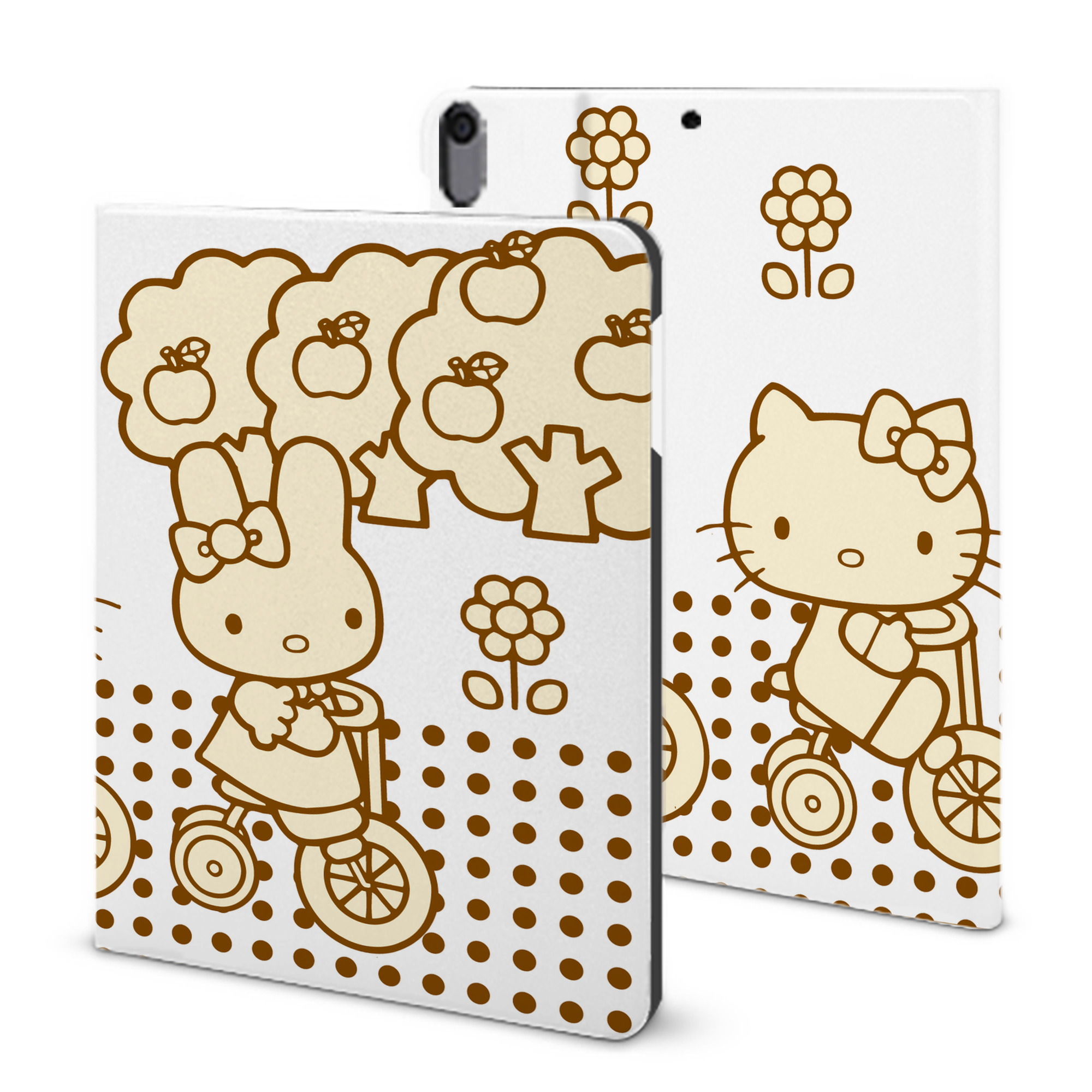 （画像用） Hello Kitty ハローキティ IPad ケース ブック型 PUレザー TPU 耐衝撃 軽量 薄型 ペン収納なし 全面保護 IPad 各モデル対応